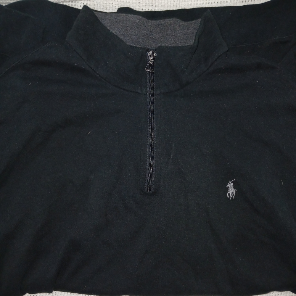 Polo by Ralph Lauren Men's Black Quarter-Zip Sweatshirt - Picture 3 of 4
